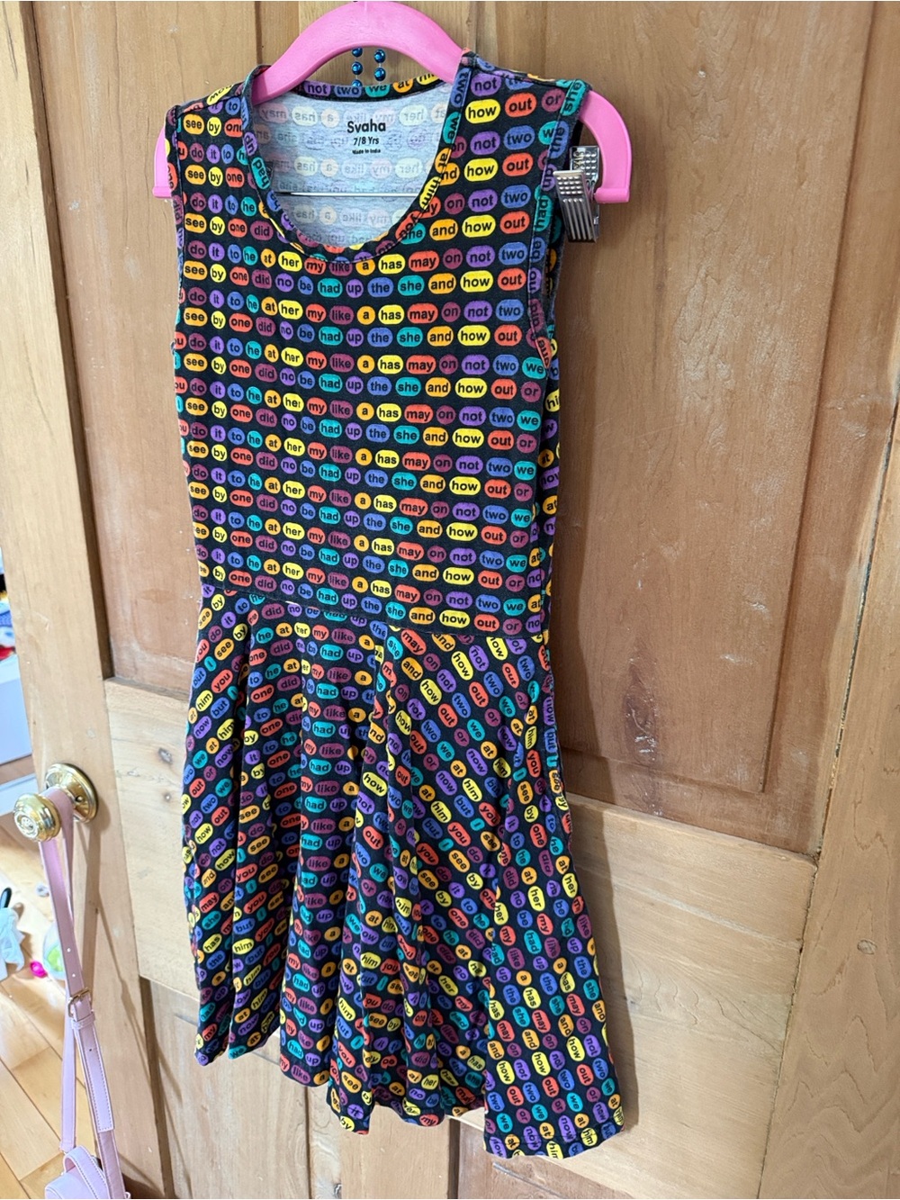 Svaha Multicolor sight Word Print Sleeveless Dress